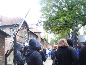 Infamous sign on the entrance to Auschwitz - "Work Leads to Freedom"